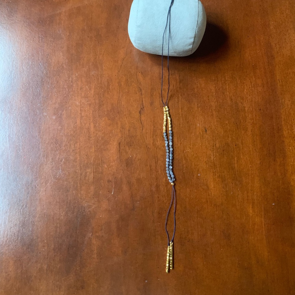 Lariat Necklace Blue and Gold